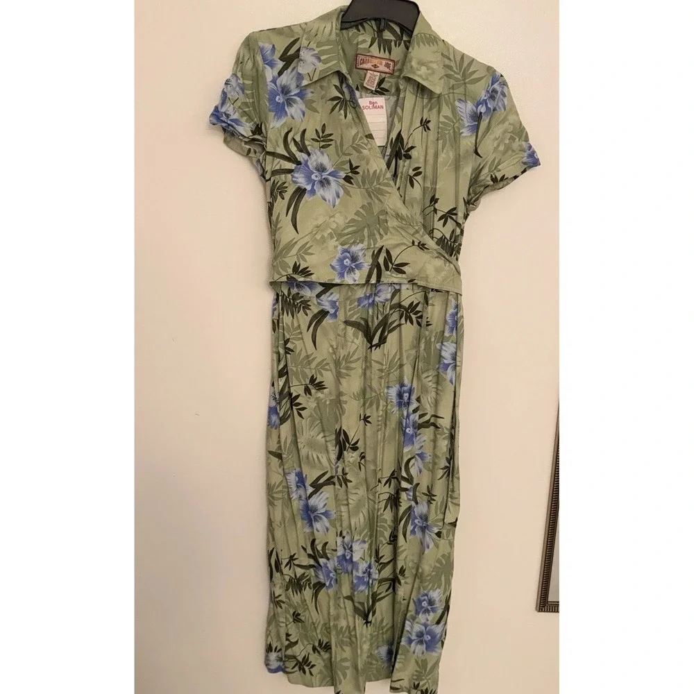 Caribbean Joe Green And Blue Floral Maxi Dress Size L